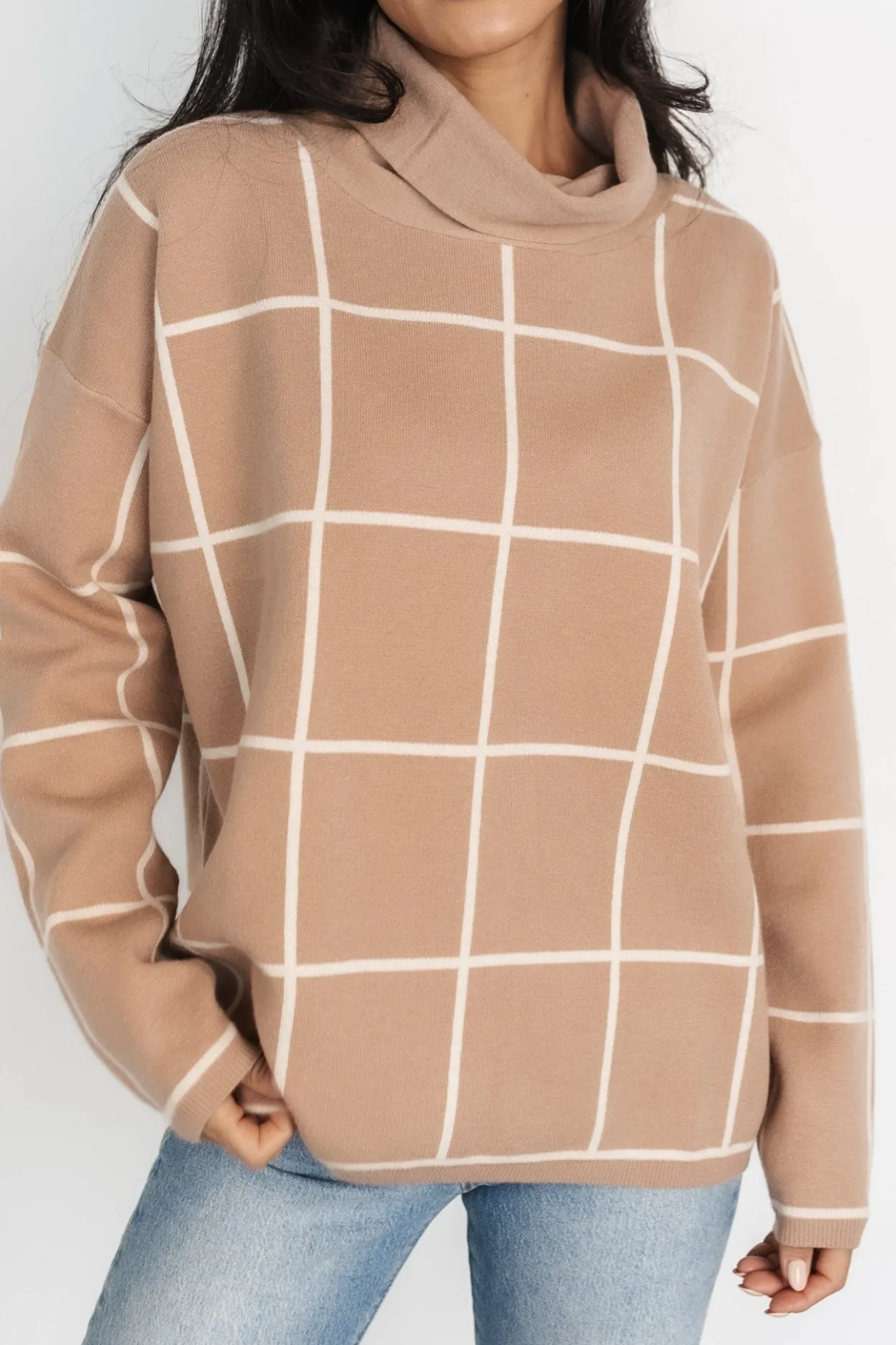 Outlet Baltic Born Tahoe Turtleneck Sweater | Taupe + Cream Taupe+Cream