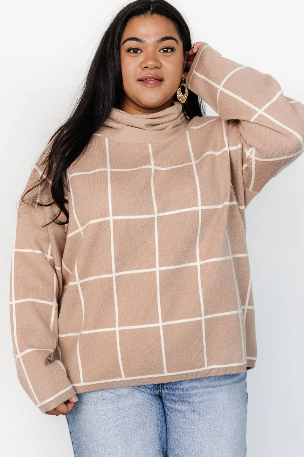 Outlet Baltic Born Tahoe Turtleneck Sweater | Taupe + Cream Taupe+Cream