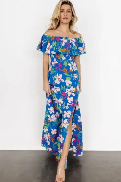 Outlet Baltic Born Talia Off Shoulder Maxi Dress | Blue Floral BlueFloral