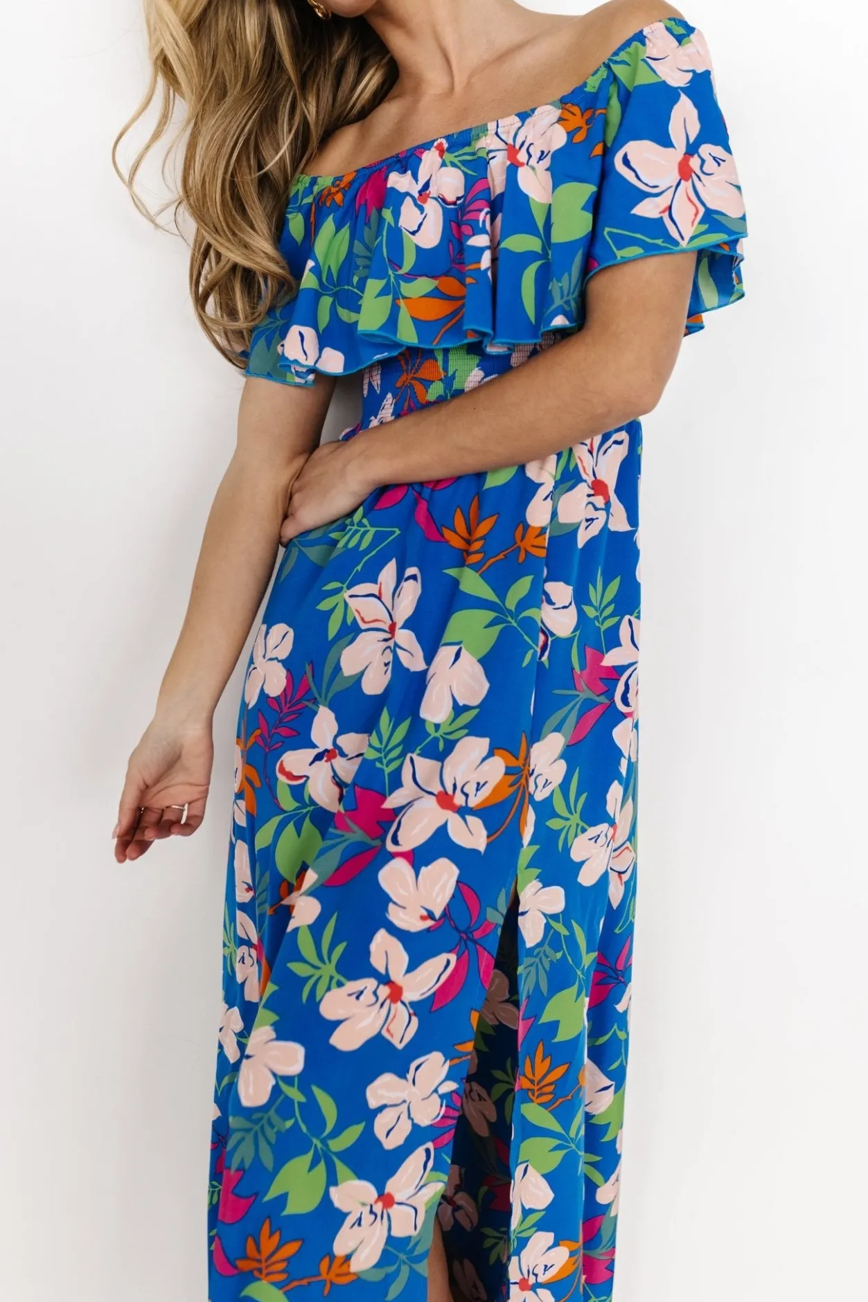 Outlet Baltic Born Talia Off Shoulder Maxi Dress | Blue Floral BlueFloral