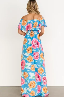 Clearance Baltic Born Talia Off Shoulder Maxi Dress | Sea Blue Floral SeaBlueFloral