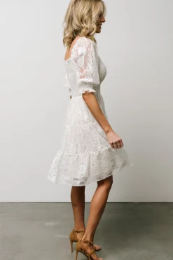 Discount Baltic Born Tate Smocked Lace Short Dress | Off White OffWhite