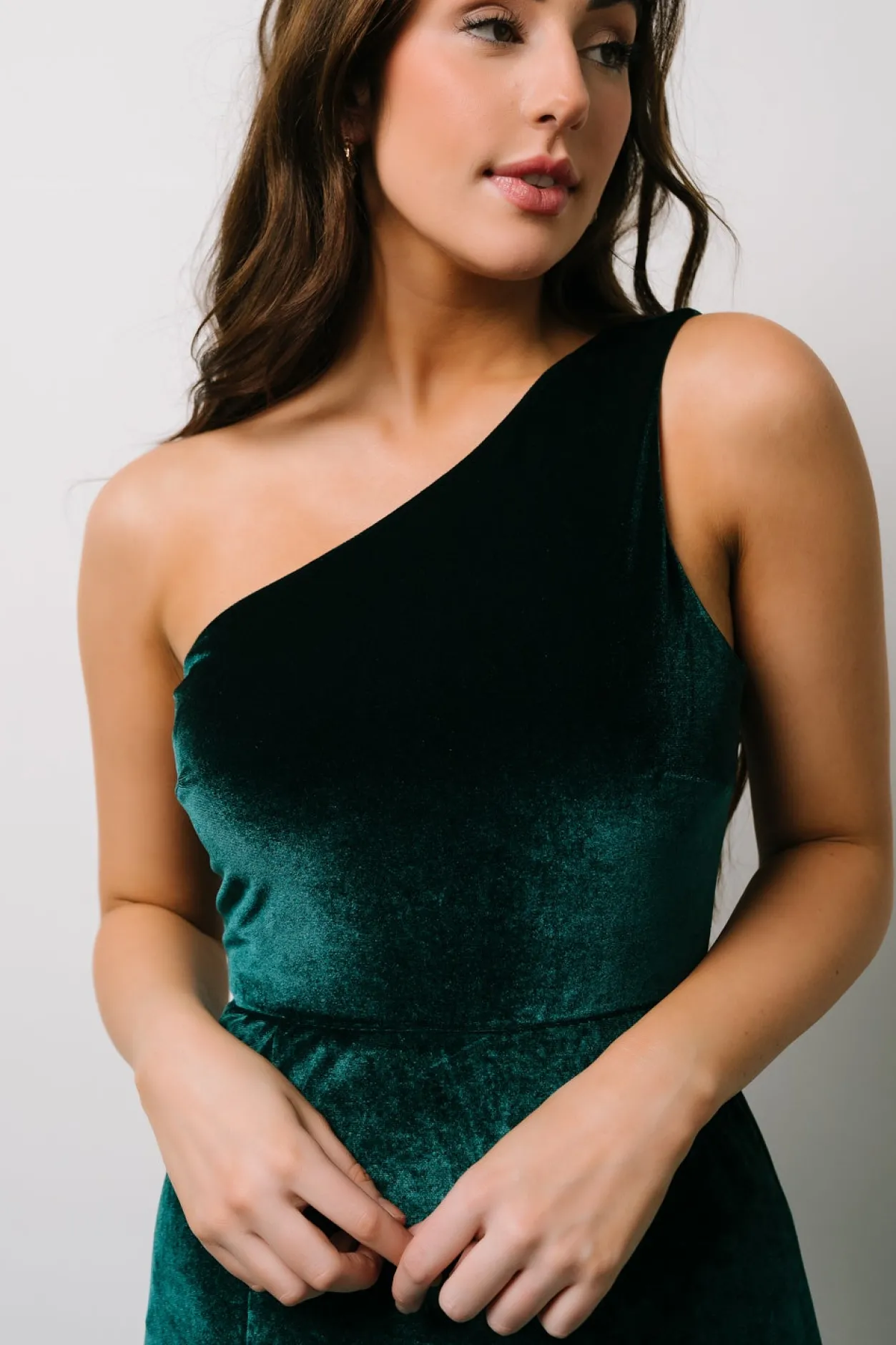 Clearance Baltic Born Tatiana Velvet One Shoulder Maxi Dress | Emerald