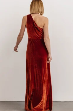 Sale Baltic Born Tatiana Velvet One Shoulder Maxi Dress | Rust