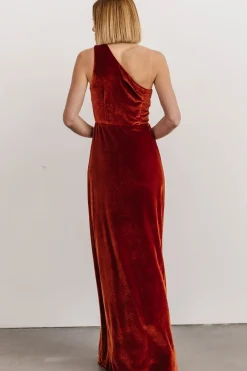 Sale Baltic Born Tatiana Velvet One Shoulder Maxi Dress | Rust