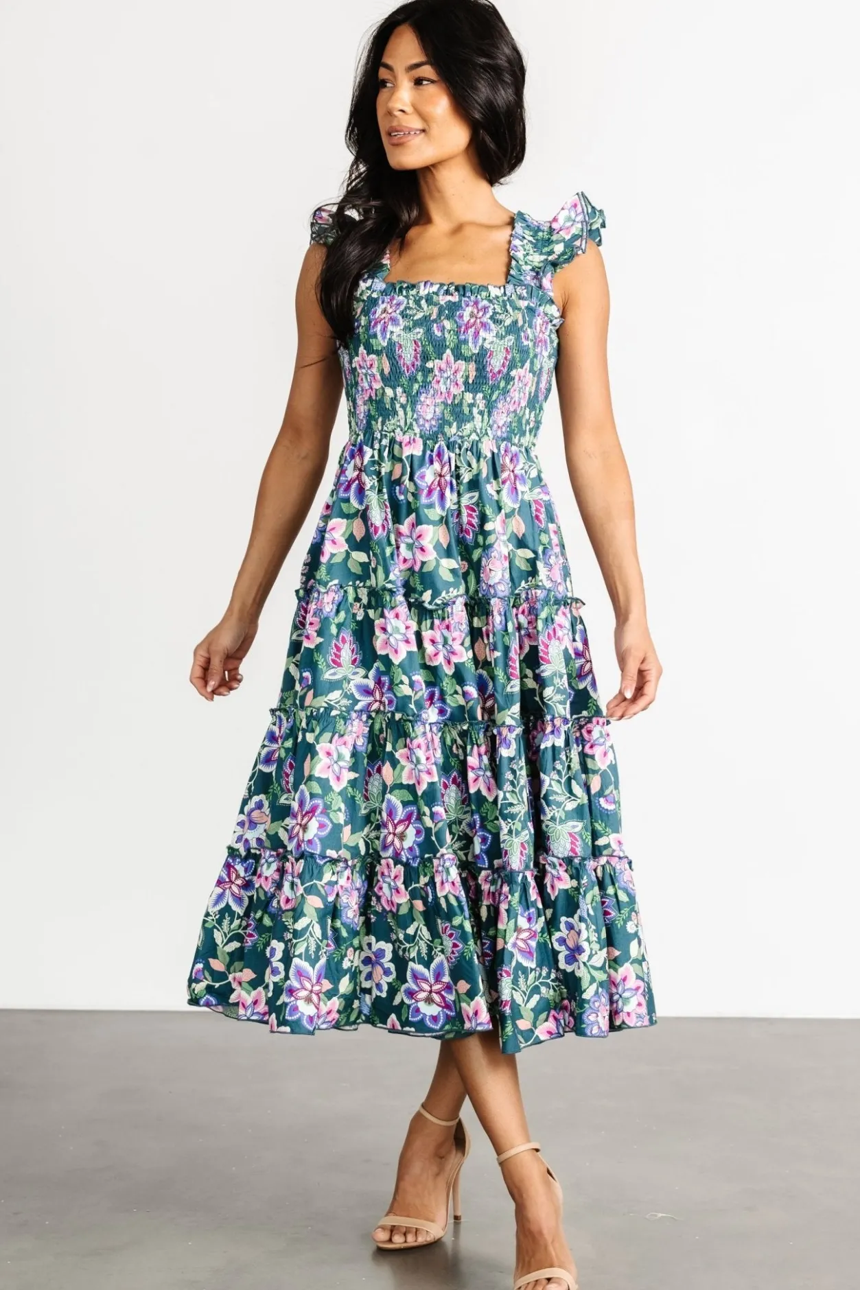 Fashion Baltic Born Tatum Smocked Tiered Dress | Green Multi GreenMulti