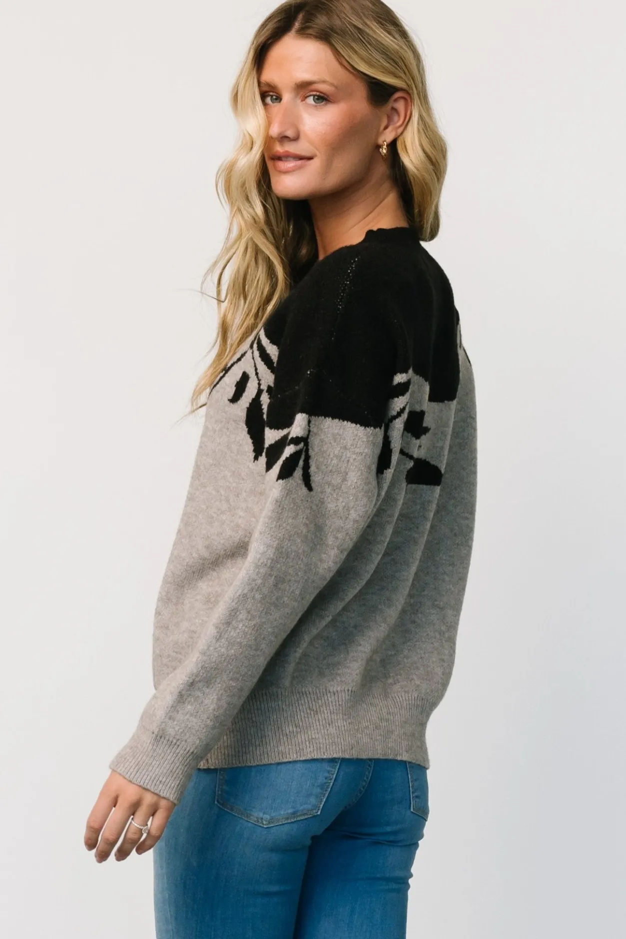 New Baltic Born Teresa Sweater | Gray + Black Gray+Black