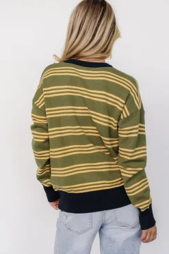Discount Baltic Born Thomas Striped Sweater | Olive Multi OliveMulti