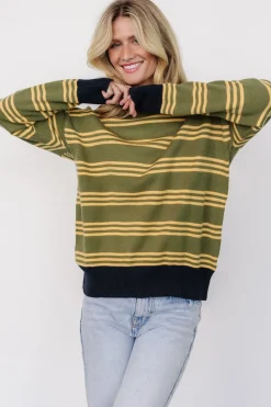 Discount Baltic Born Thomas Striped Sweater | Olive Multi OliveMulti