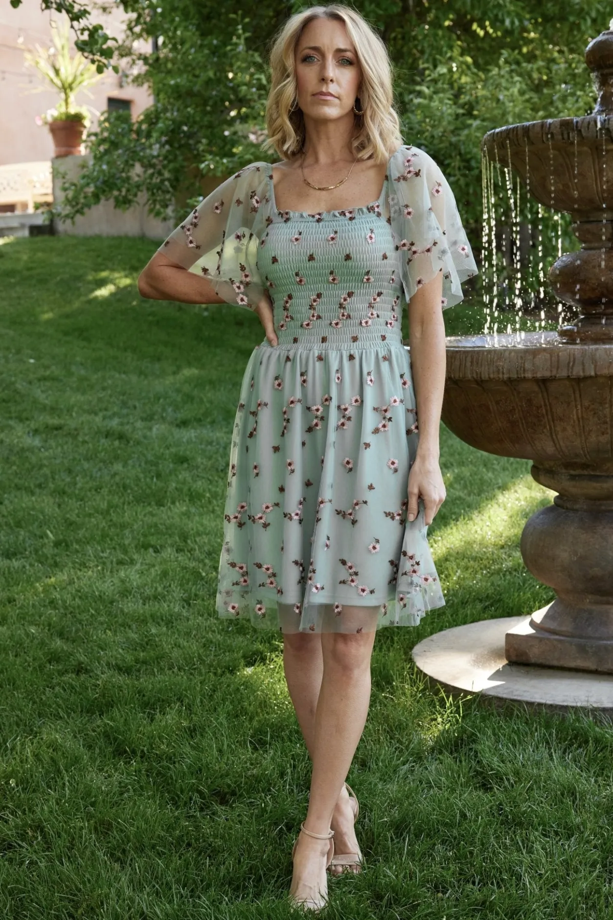 Discount Baltic Born Tivoli Tulle Short Dress | Sage + Pink Sage+Pink