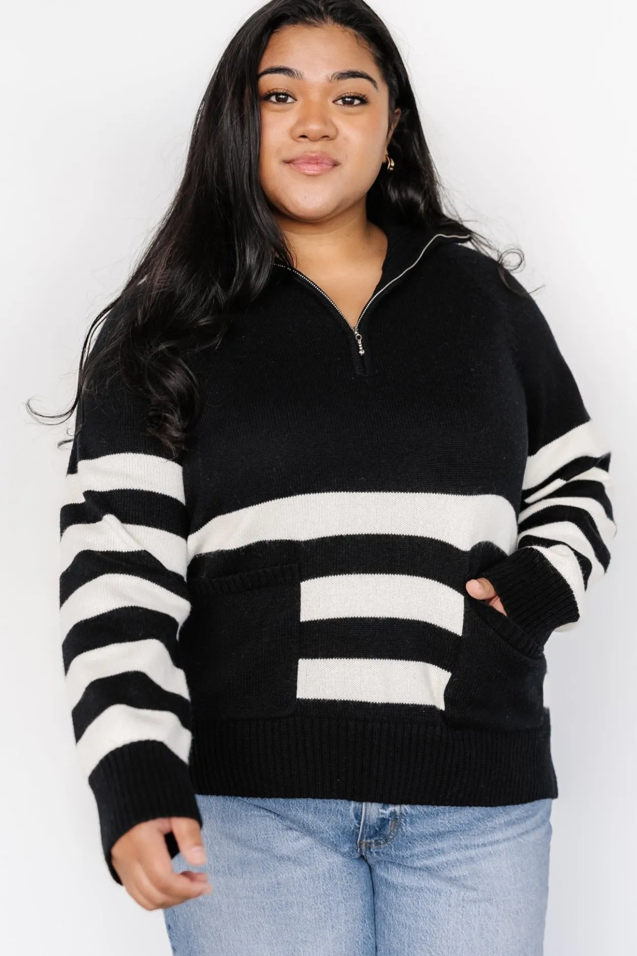 Clearance Baltic Born Trish Striped Sweater | Black + Off White Black+OffWhite