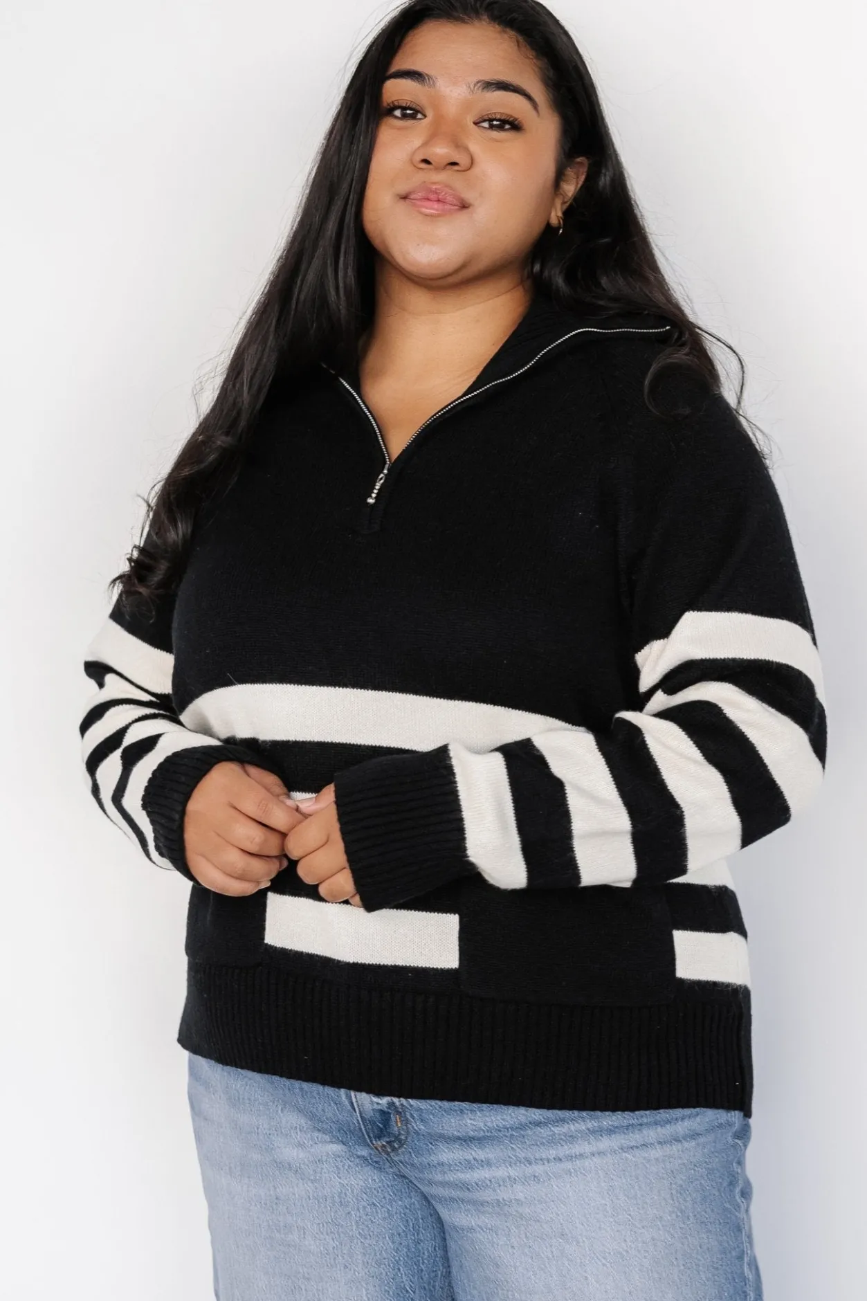Clearance Baltic Born Trish Striped Sweater | Black + Off White Black+OffWhite