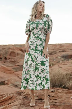 Hot Baltic Born Tucson Midi Dress | Green + Pink Green+Pink