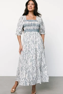 Hot Baltic Born Tulsa Smocked Dress | Off White + Blue OffWhite+Blue