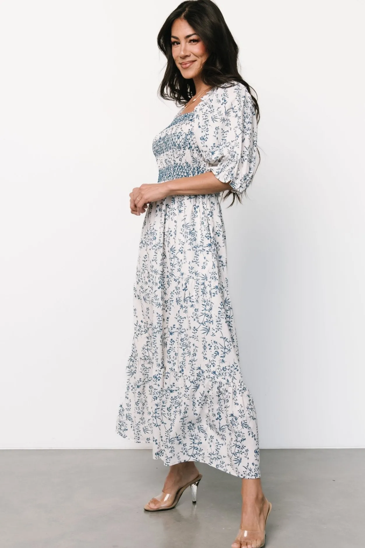 Hot Baltic Born Tulsa Smocked Dress | Off White + Blue OffWhite+Blue