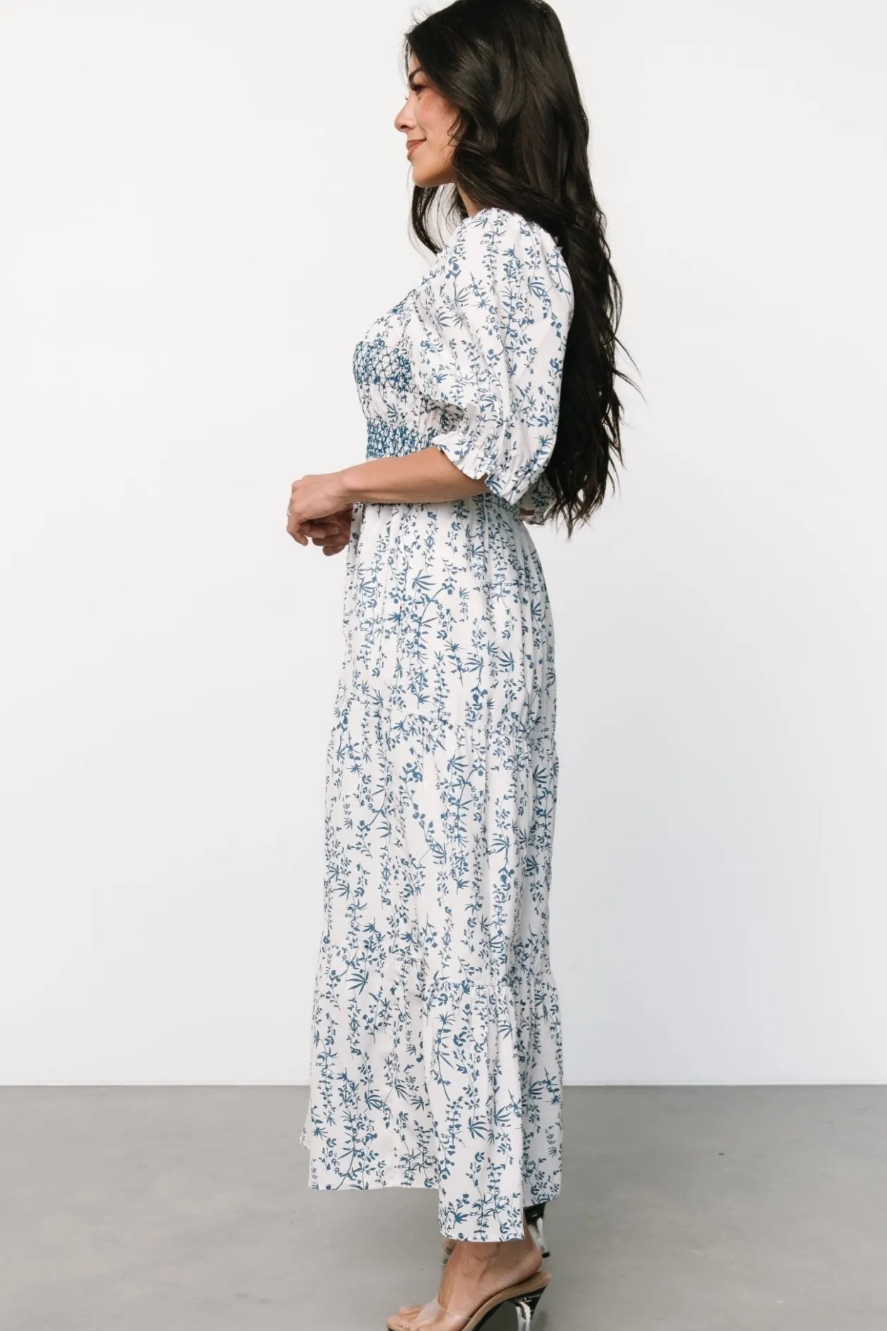 Hot Baltic Born Tulsa Smocked Dress | Off White + Blue OffWhite+Blue