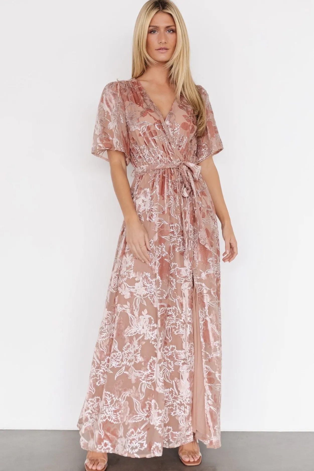 Sale Baltic Born Uma Velvet Maxi Dress | Blush + Silver Blush+Silver