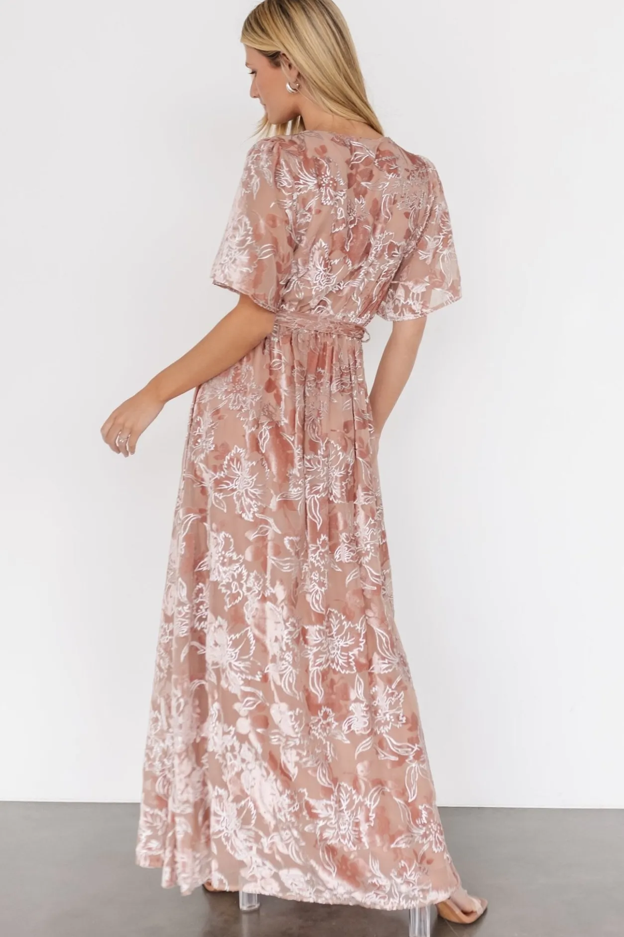 Sale Baltic Born Uma Velvet Maxi Dress | Blush + Silver Blush+Silver
