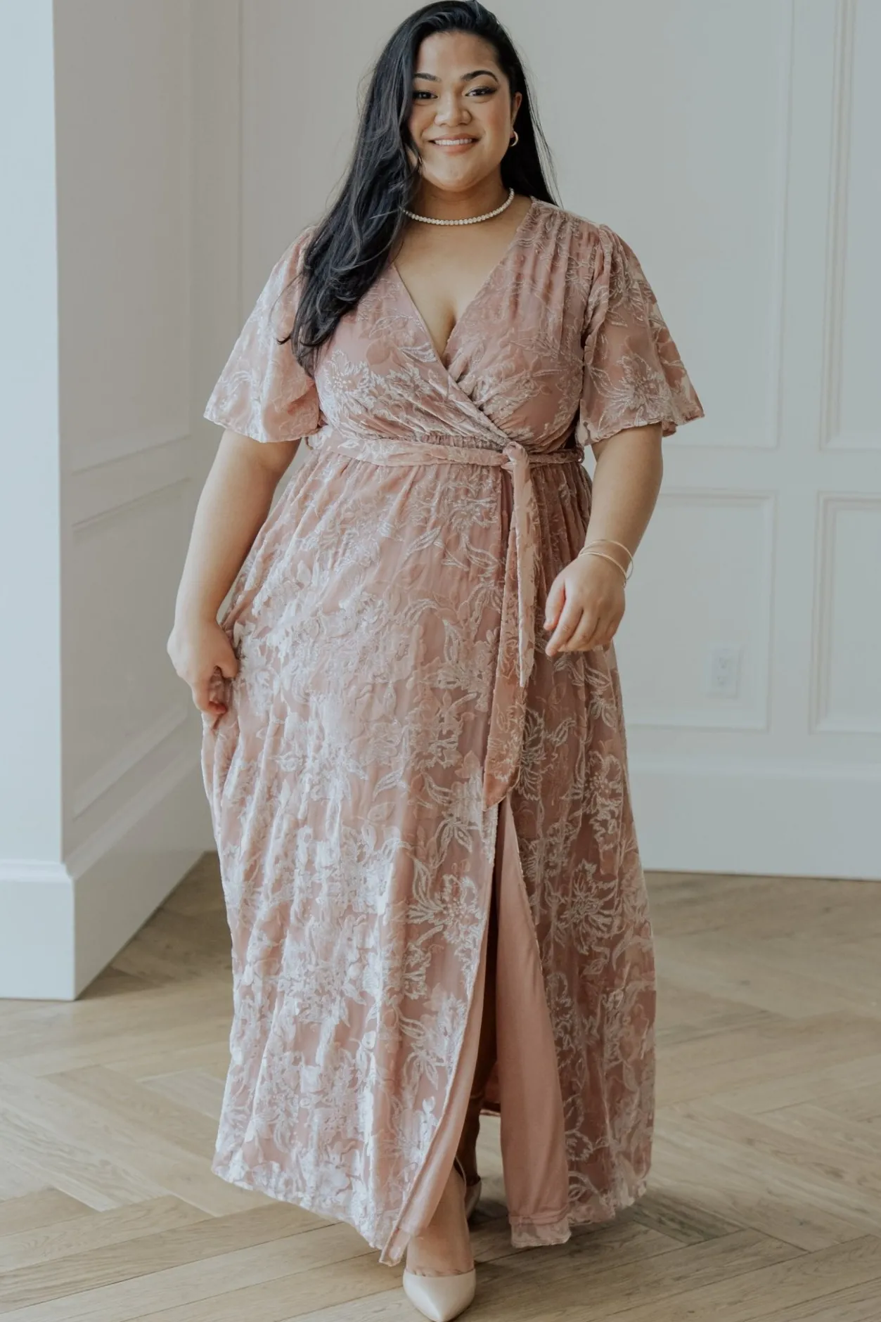 Sale Baltic Born Uma Velvet Maxi Dress | Blush + Silver Blush+Silver