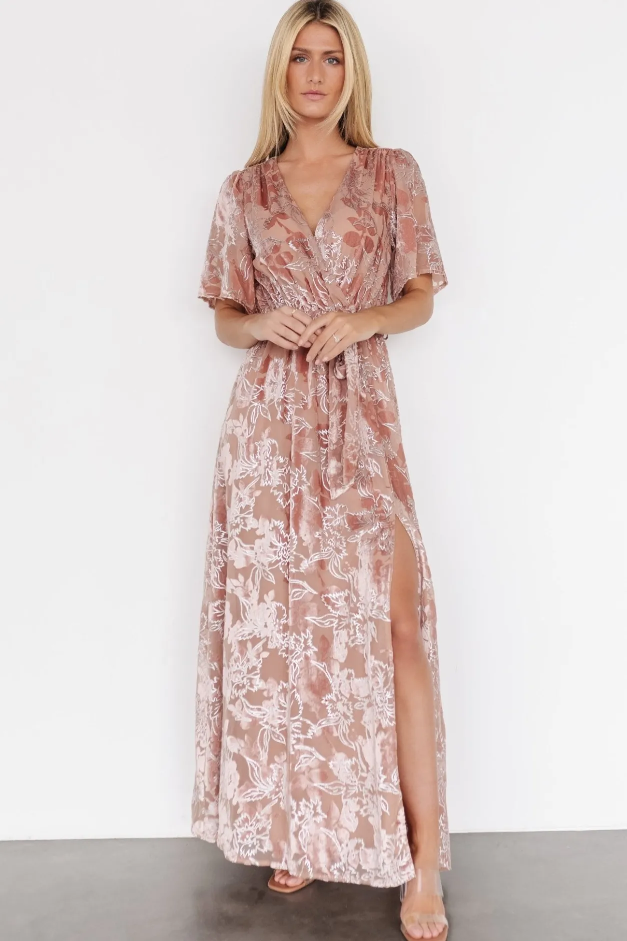 Sale Baltic Born Uma Velvet Maxi Dress | Blush + Silver Blush+Silver