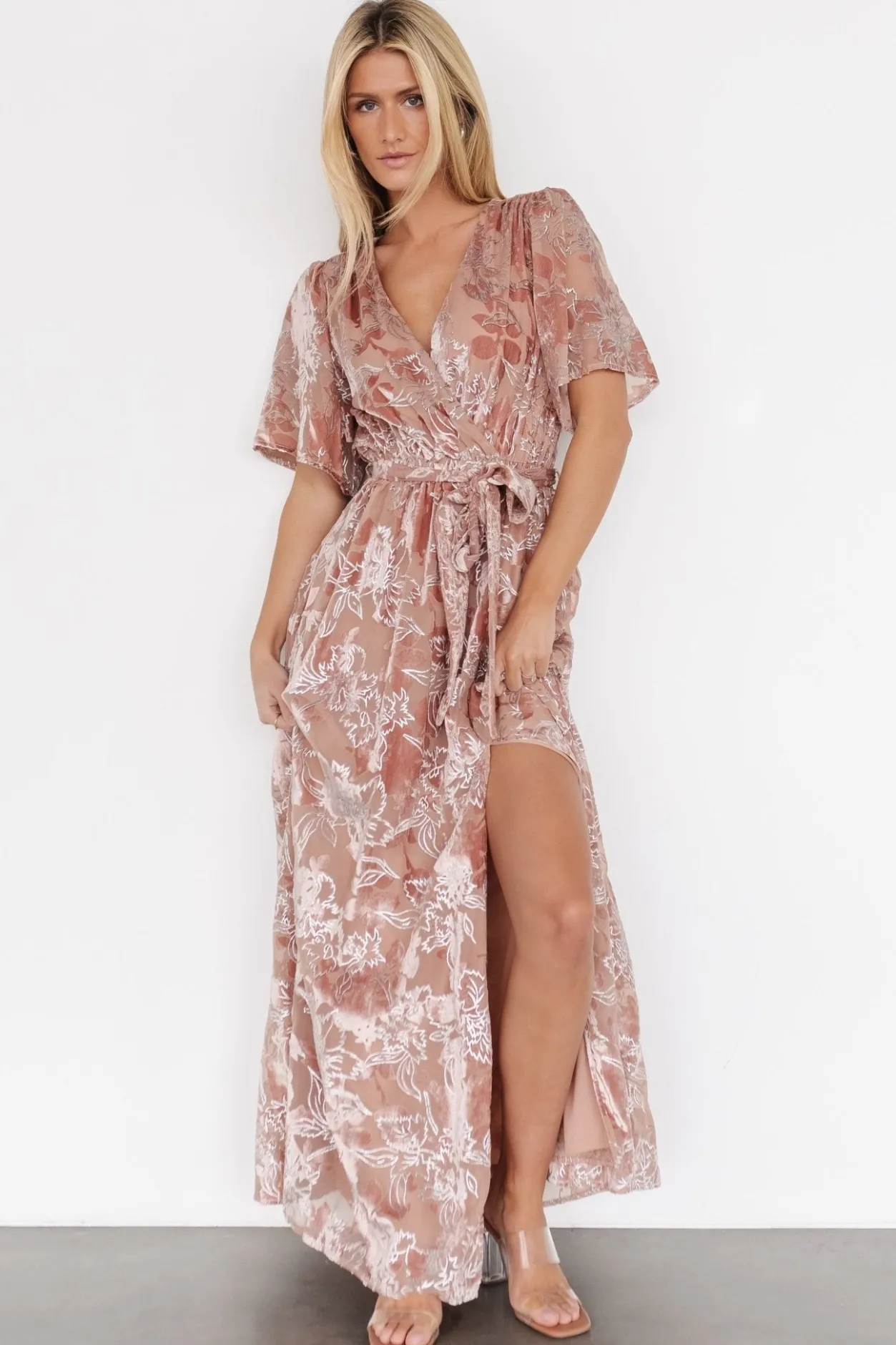 Sale Baltic Born Uma Velvet Maxi Dress | Blush + Silver Blush+Silver