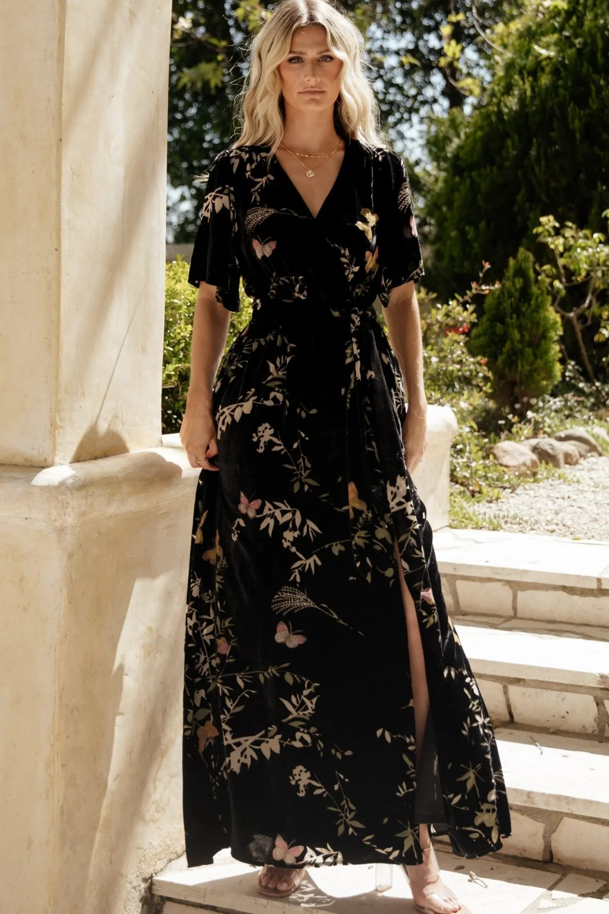 New Baltic Born Uma Velvet Maxi Dress | Black Butterfly Print BlackButterflyPrint