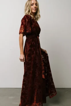 Discount Baltic Born Uma Velvet Maxi Dress | Copper Floral CopperFloral