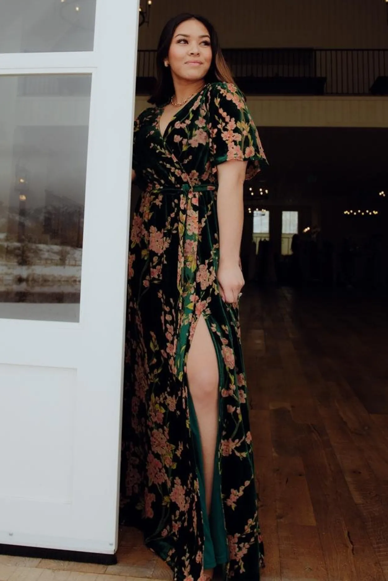 Sale Baltic Born Uma Velvet Maxi Dress | Green Floral GreenFloral