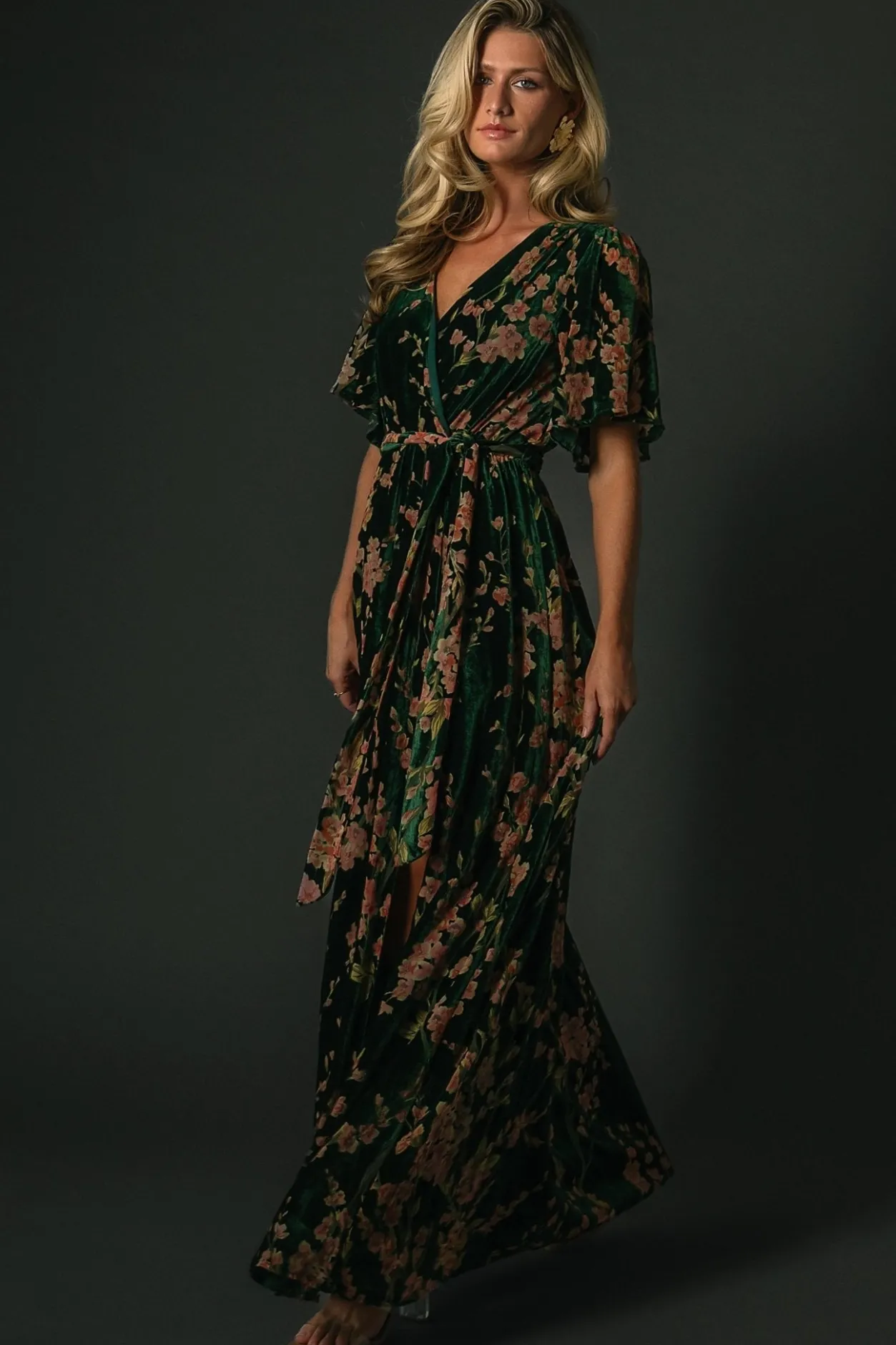 Sale Baltic Born Uma Velvet Maxi Dress | Green Floral GreenFloral