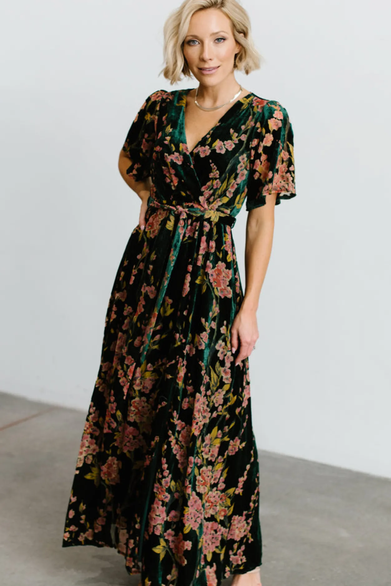 Sale Baltic Born Uma Velvet Maxi Dress | Green Floral GreenFloral