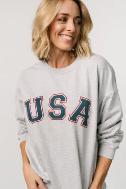 Online Baltic Born USA Oversized Sweatshirt | Heather Gray HeatherGray