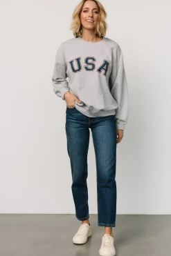 Online Baltic Born USA Oversized Sweatshirt | Heather Gray HeatherGray