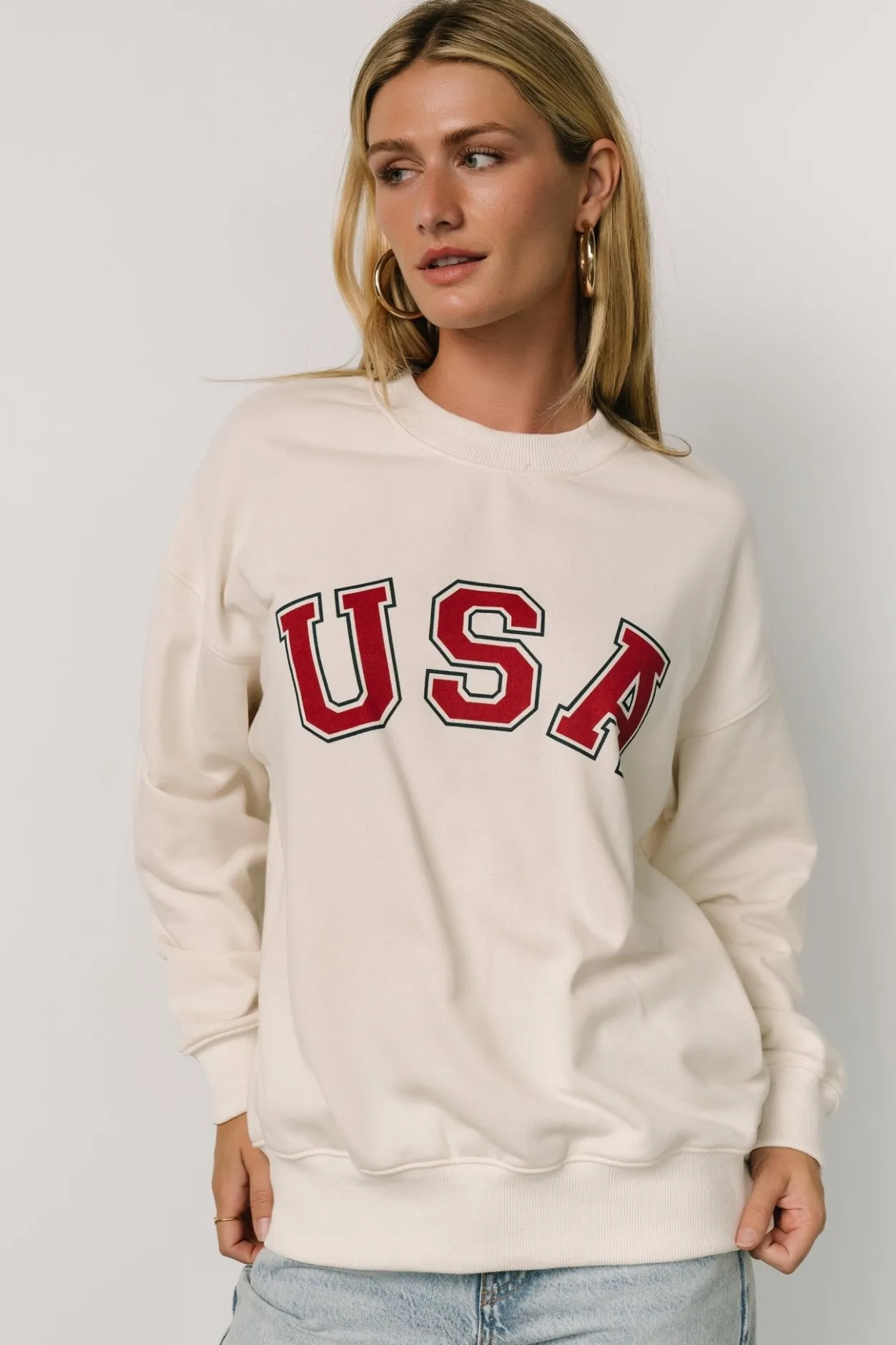 Outlet Baltic Born USA Oversized Sweatshirt | Ivory