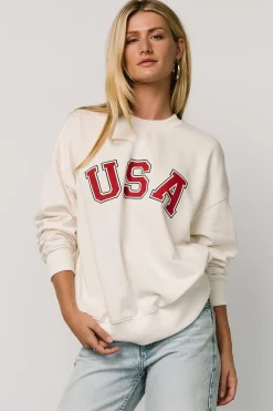 Outlet Baltic Born USA Oversized Sweatshirt | Ivory
