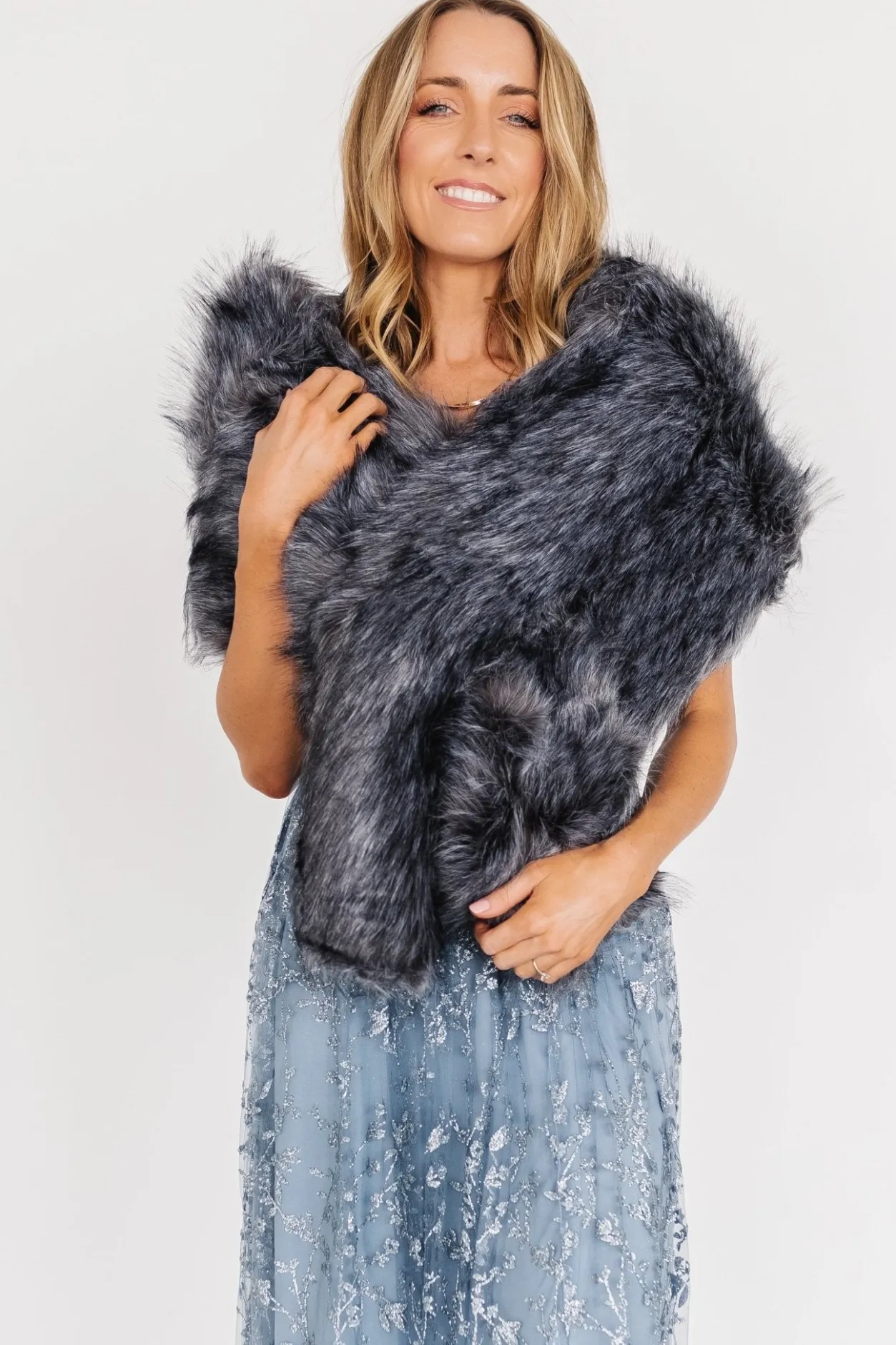 Fashion Baltic Born Valerie Faux Fur Shawl | Dark Gray DarkGray