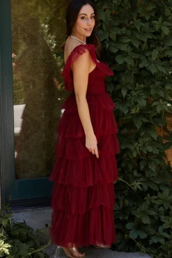 Online Baltic Born Valora Swiss Dot Tulle Maxi Dress | Wine