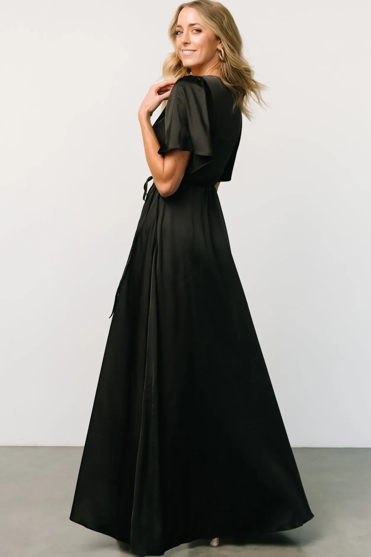 Online Baltic Born Vara Satin Maxi Wrap Dress | Black