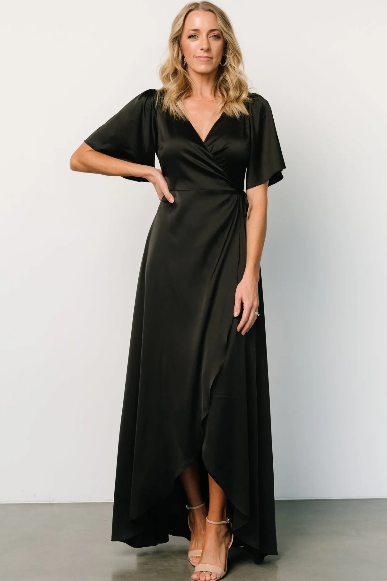 Online Baltic Born Vara Satin Maxi Wrap Dress | Black