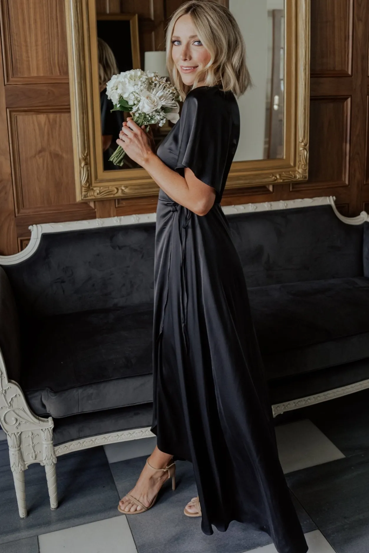 Online Baltic Born Vara Satin Maxi Wrap Dress | Black