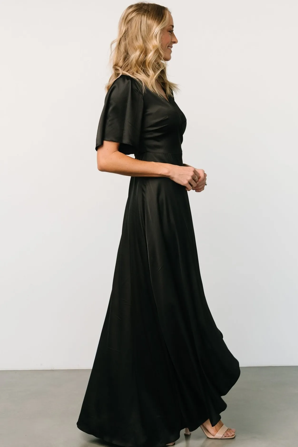 Online Baltic Born Vara Satin Maxi Wrap Dress | Black