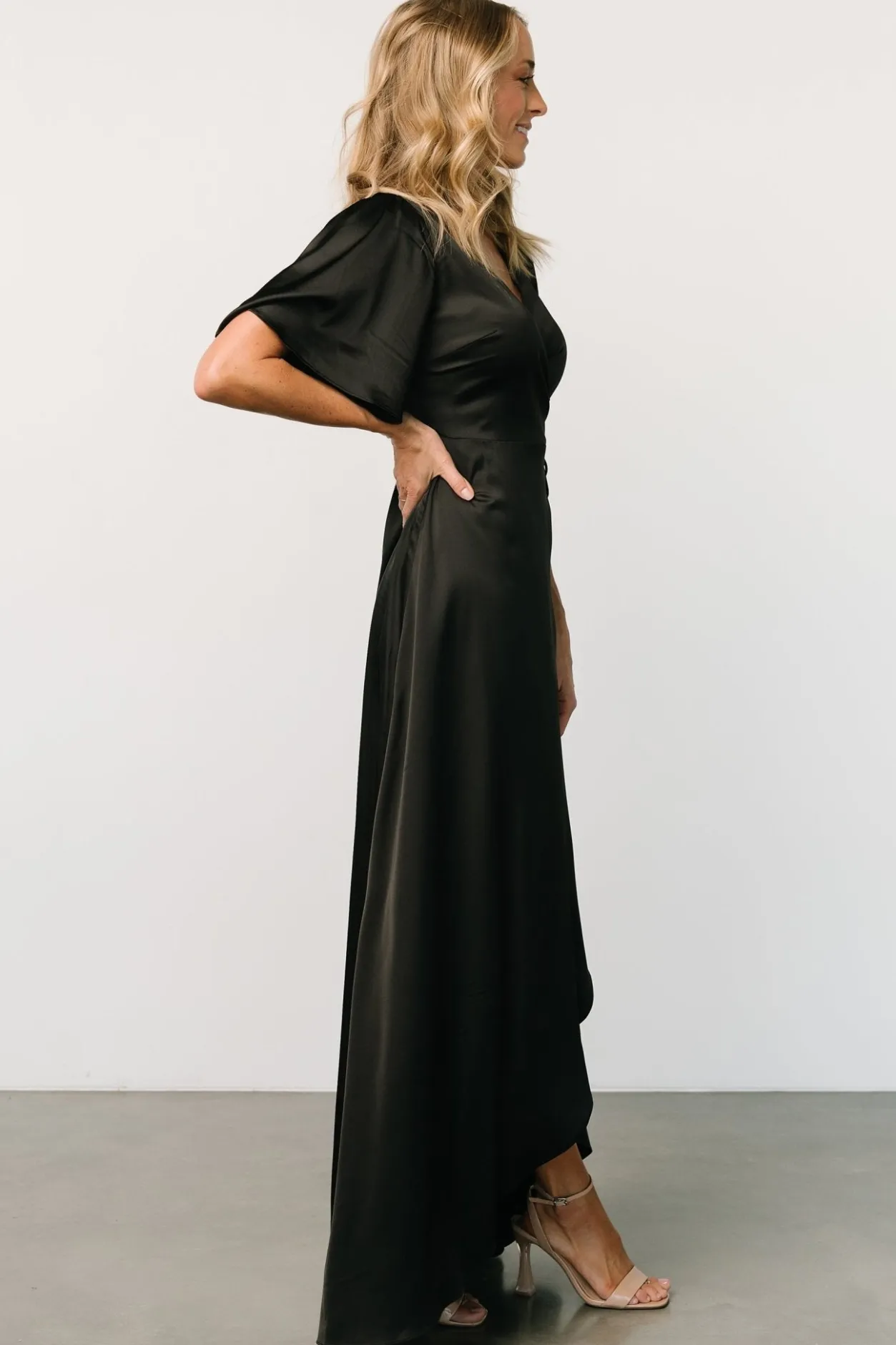 Online Baltic Born Vara Satin Maxi Wrap Dress | Black