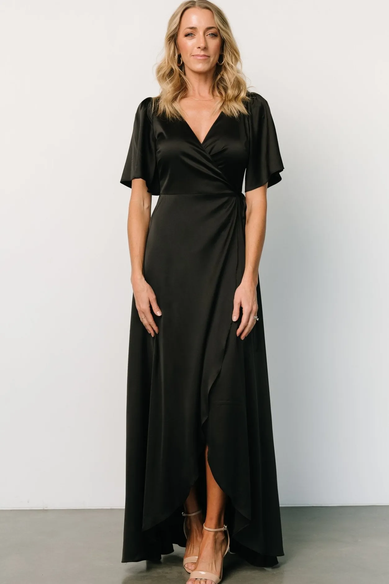 Online Baltic Born Vara Satin Maxi Wrap Dress | Black