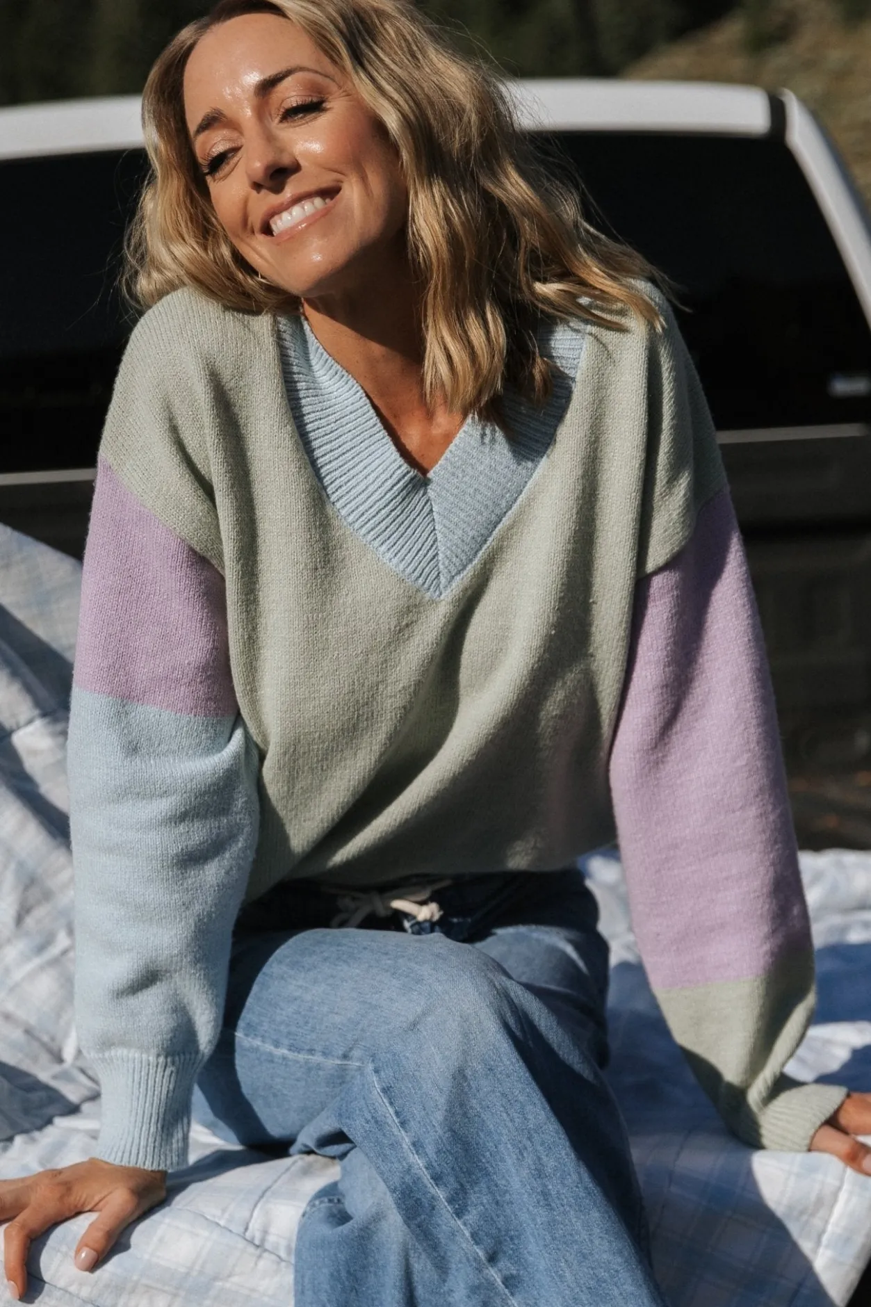 Clearance Baltic Born Varsity Color Block Sweater | Sage