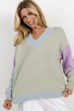 Clearance Baltic Born Varsity Color Block Sweater | Sage