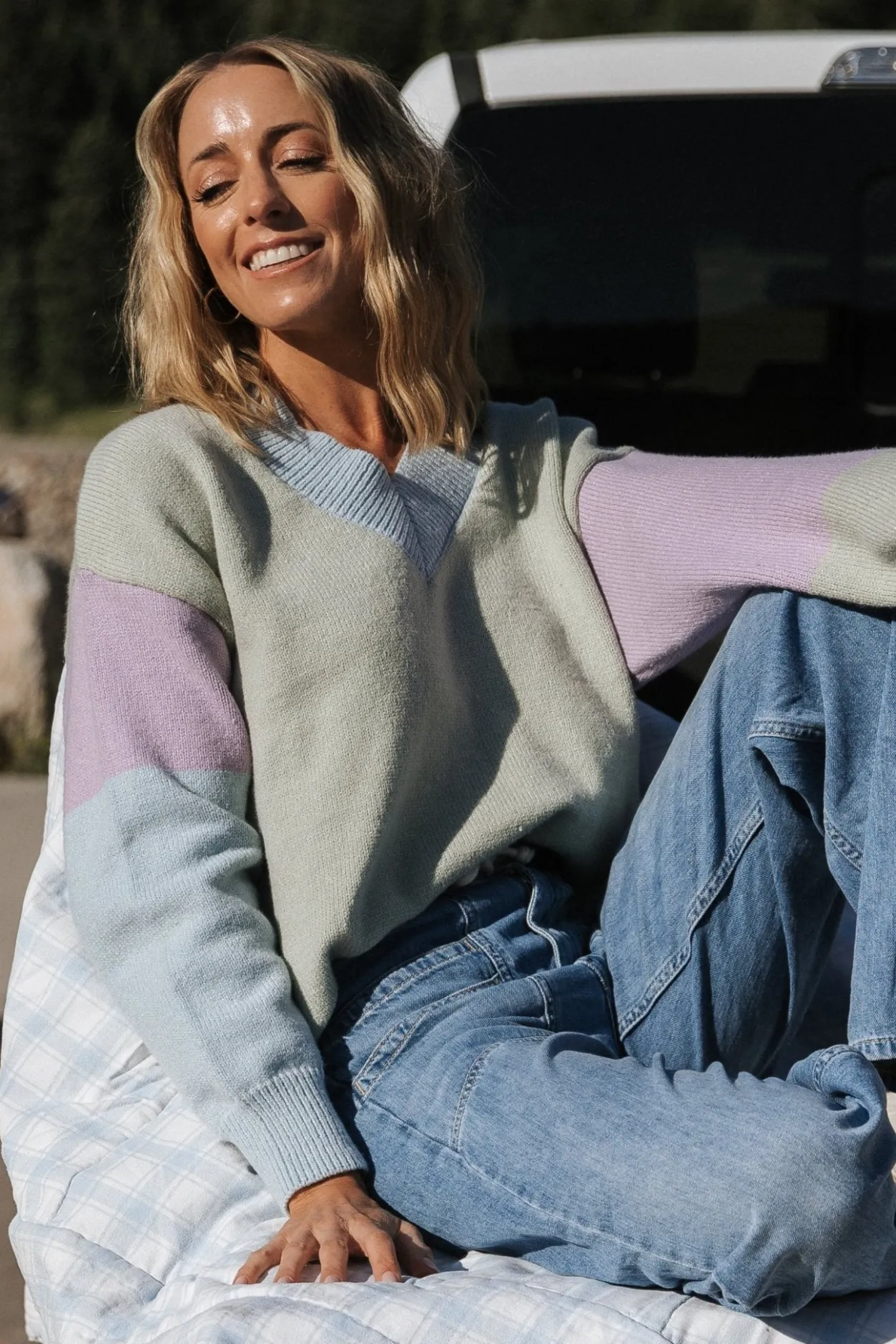 Clearance Baltic Born Varsity Color Block Sweater | Sage