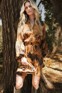 Hot Baltic Born Venice Short Dress | Gold Floral GoldFloral