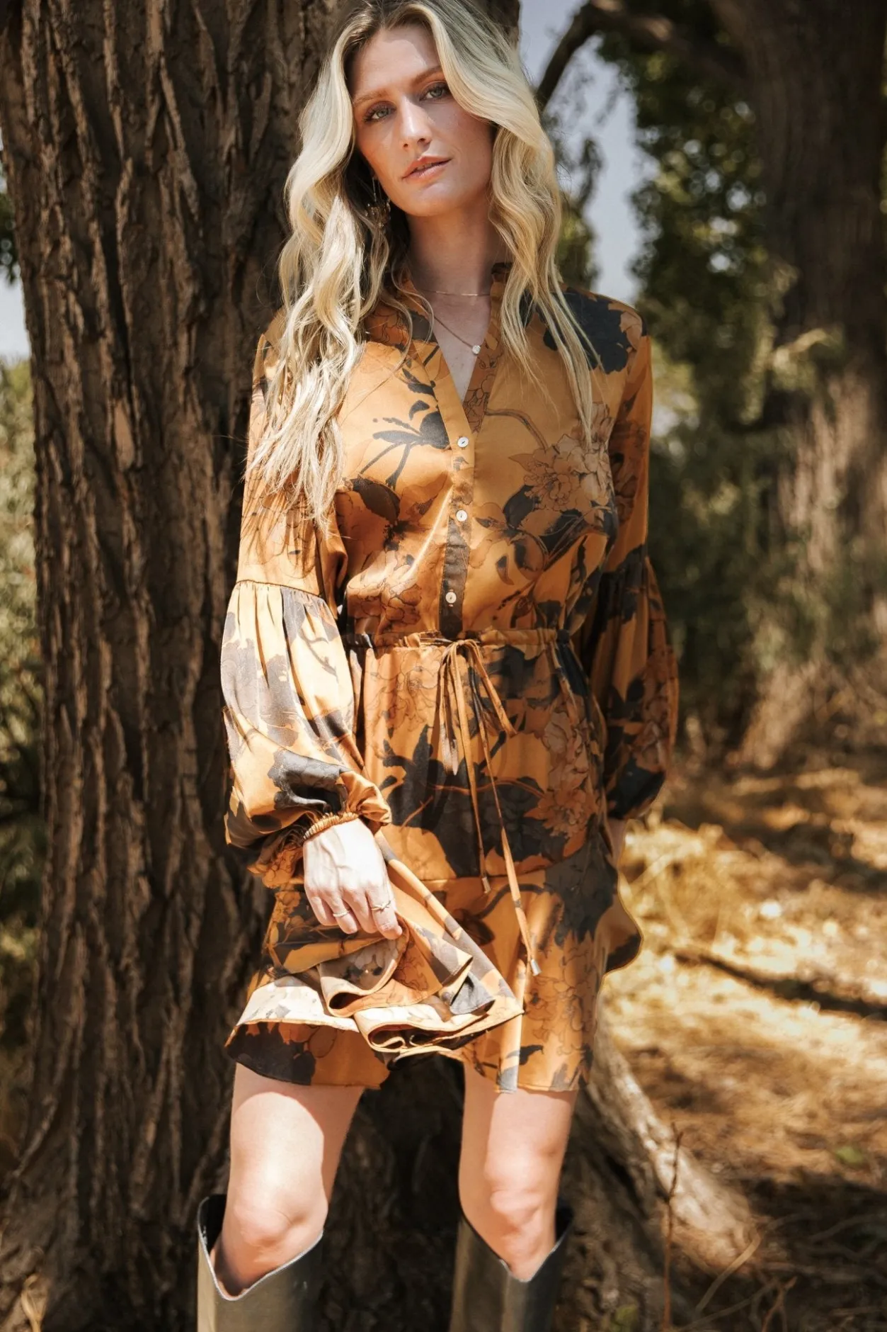Hot Baltic Born Venice Short Dress | Gold Floral GoldFloral