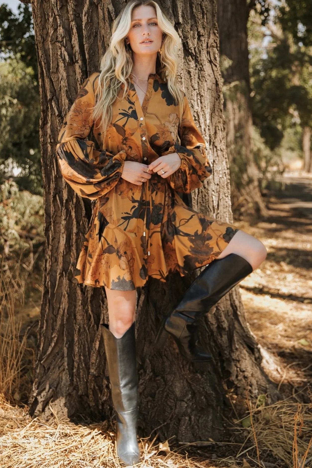 Hot Baltic Born Venice Short Dress | Gold Floral GoldFloral