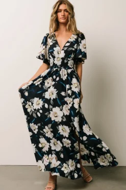 Online Baltic Born Verona Smocked Maxi Dress | Navy + White Floral Navy+WhiteFloral