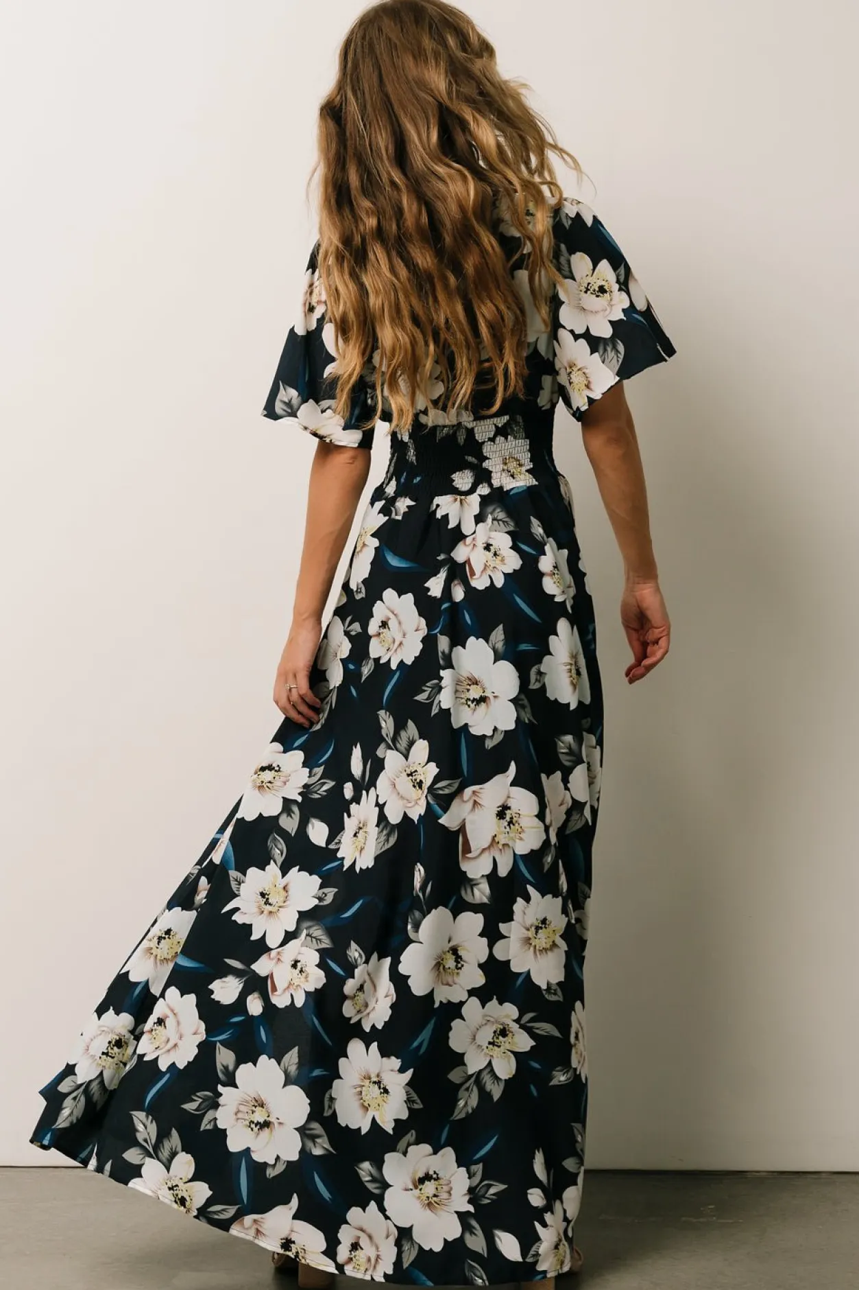 Online Baltic Born Verona Smocked Maxi Dress | Navy + White Floral Navy+WhiteFloral
